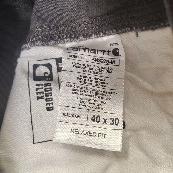 Carhartt Pants Men 40x30 Gray Relaxed Fit Rugged Flex Canvas Cargo Carpenter - Picture 3 of 12